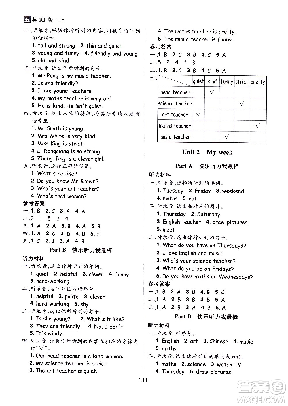 2020年龍門(mén)之星英語(yǔ)五年級(jí)上冊(cè)RJ人教版答案