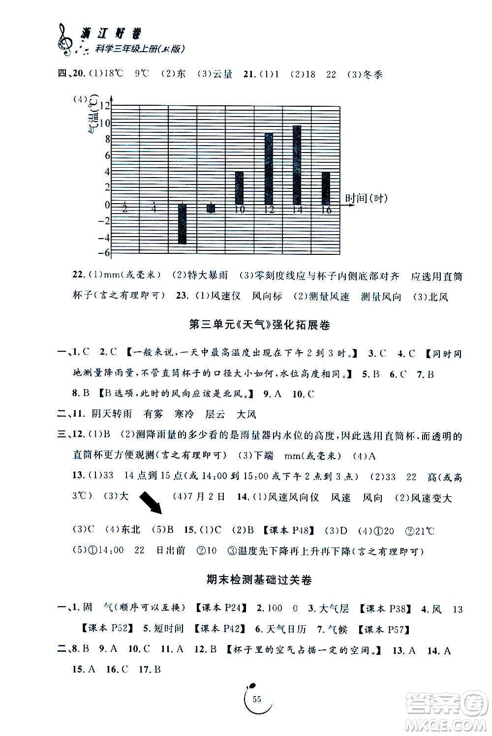 寧波出版社2020年浙江好卷科學(xué)三年級上冊JK教科版答案