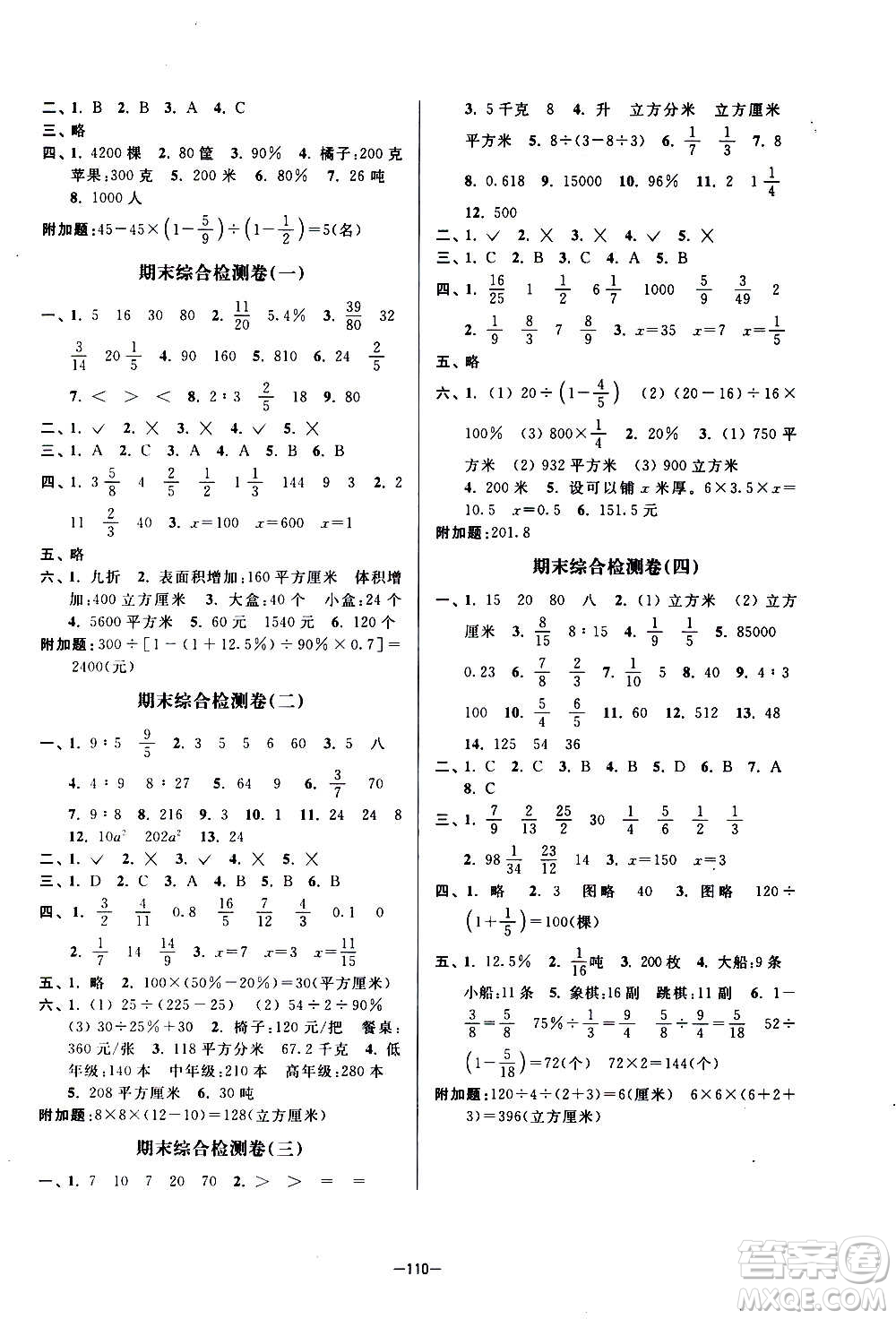 延邊大學(xué)出版社2020江蘇好卷數(shù)學(xué)六年級上冊蘇教版答案