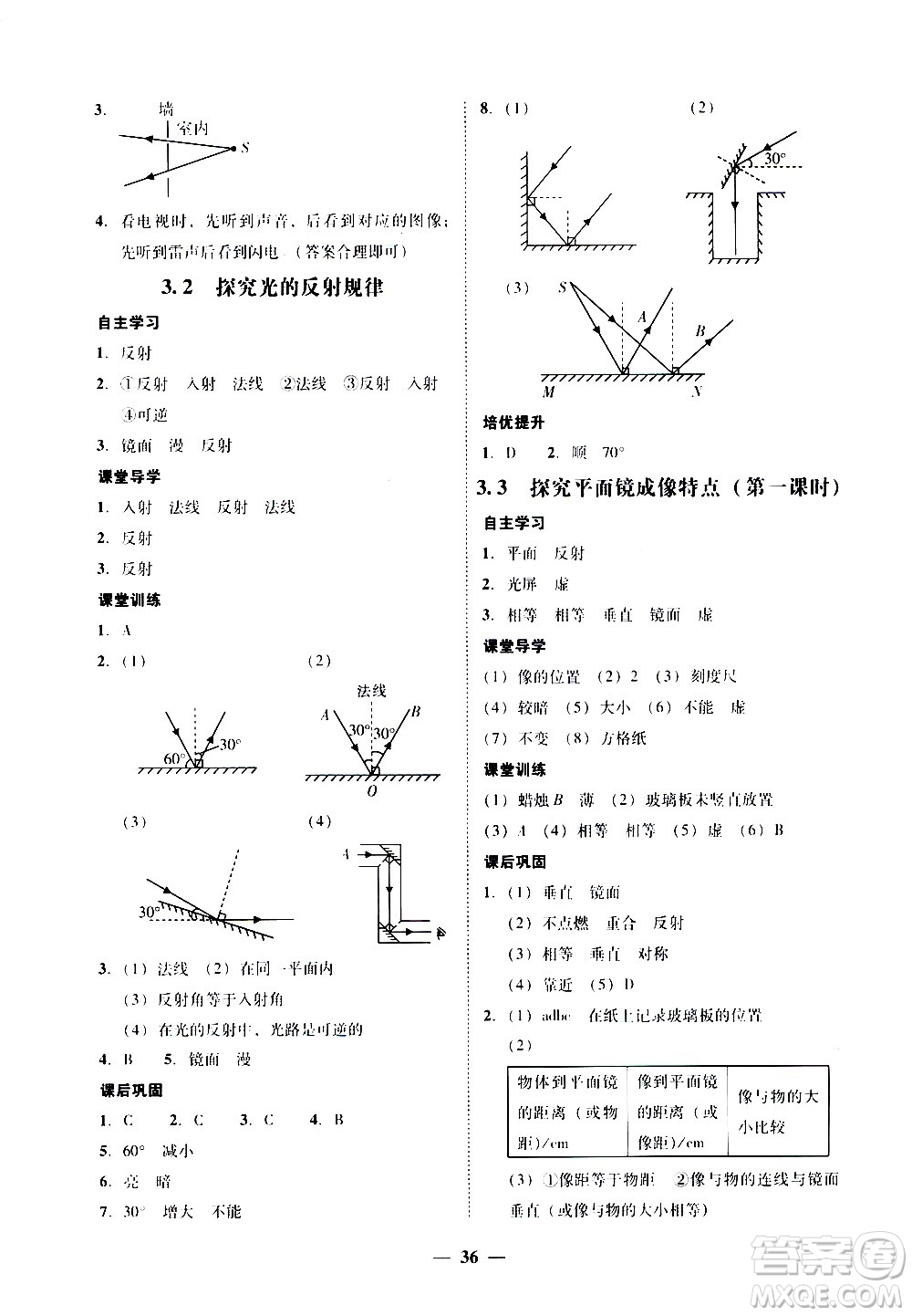 廣東經(jīng)濟(jì)出版社2020年百分導(dǎo)學(xué)物理八年級(jí)上冊(cè)YH粵滬版答案