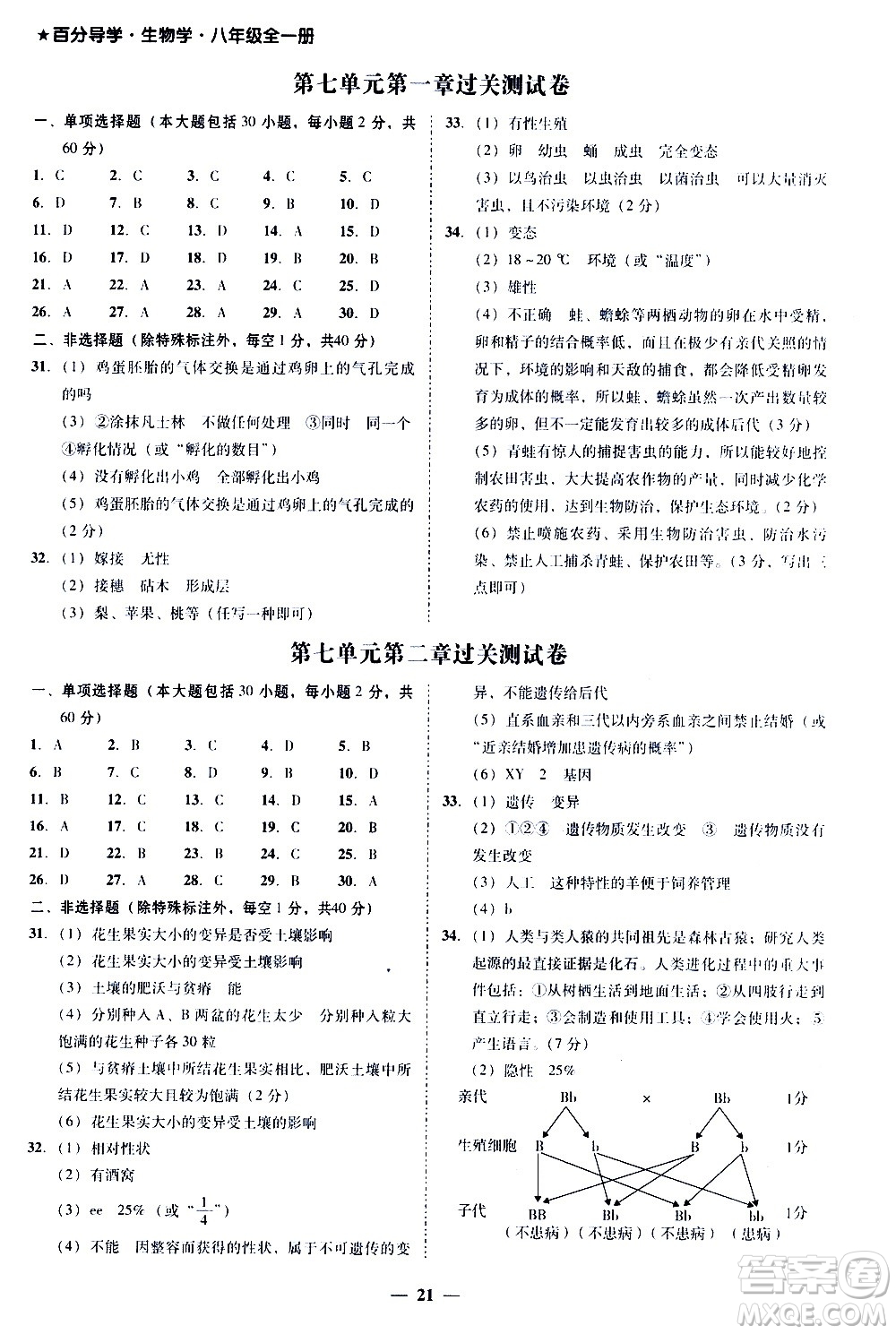 廣東經(jīng)濟(jì)出版社2020年百分導(dǎo)學(xué)生物學(xué)八年級(jí)全一冊(cè)統(tǒng)編版答案