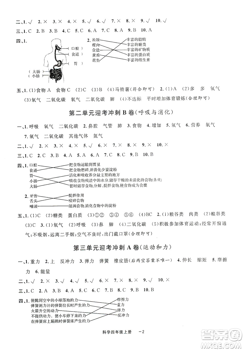 寧波出版社2020浙江各地期末迎考卷四年級科學(xué)上冊冀教版答案