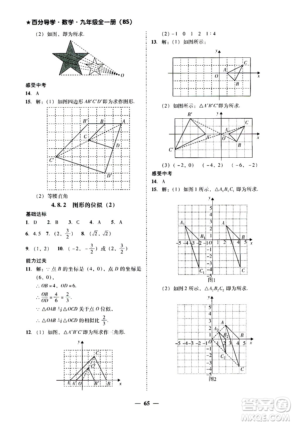 廣東經濟出版社2020年百分導學數(shù)學九年級全一冊BS北師版答案