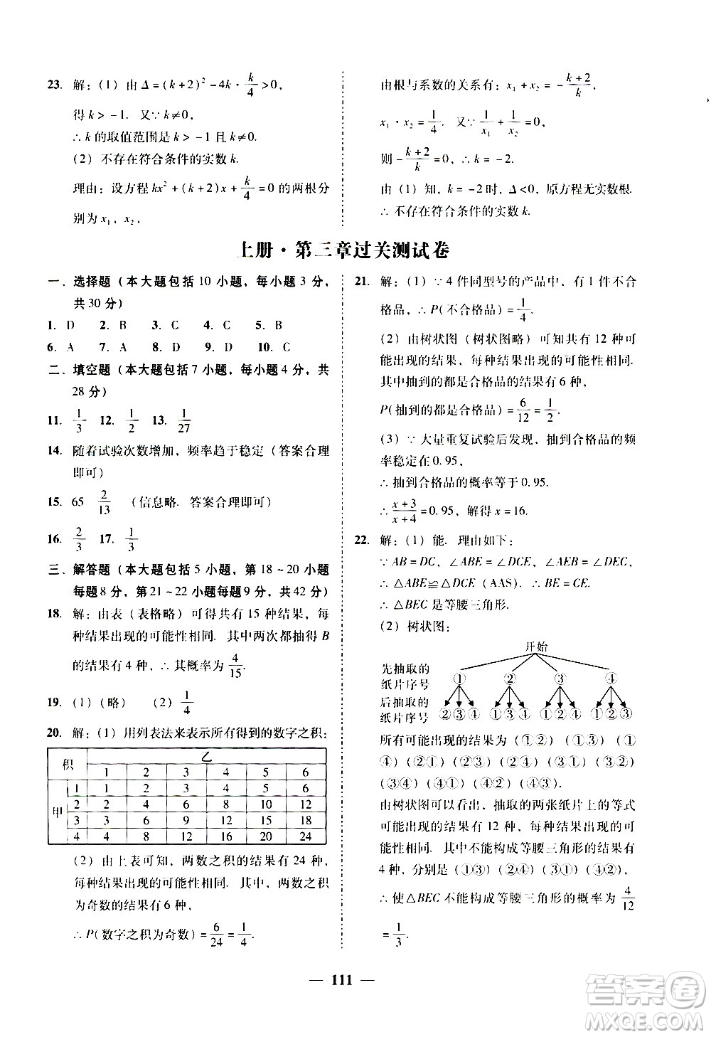 廣東經濟出版社2020年百分導學數(shù)學九年級全一冊BS北師版答案