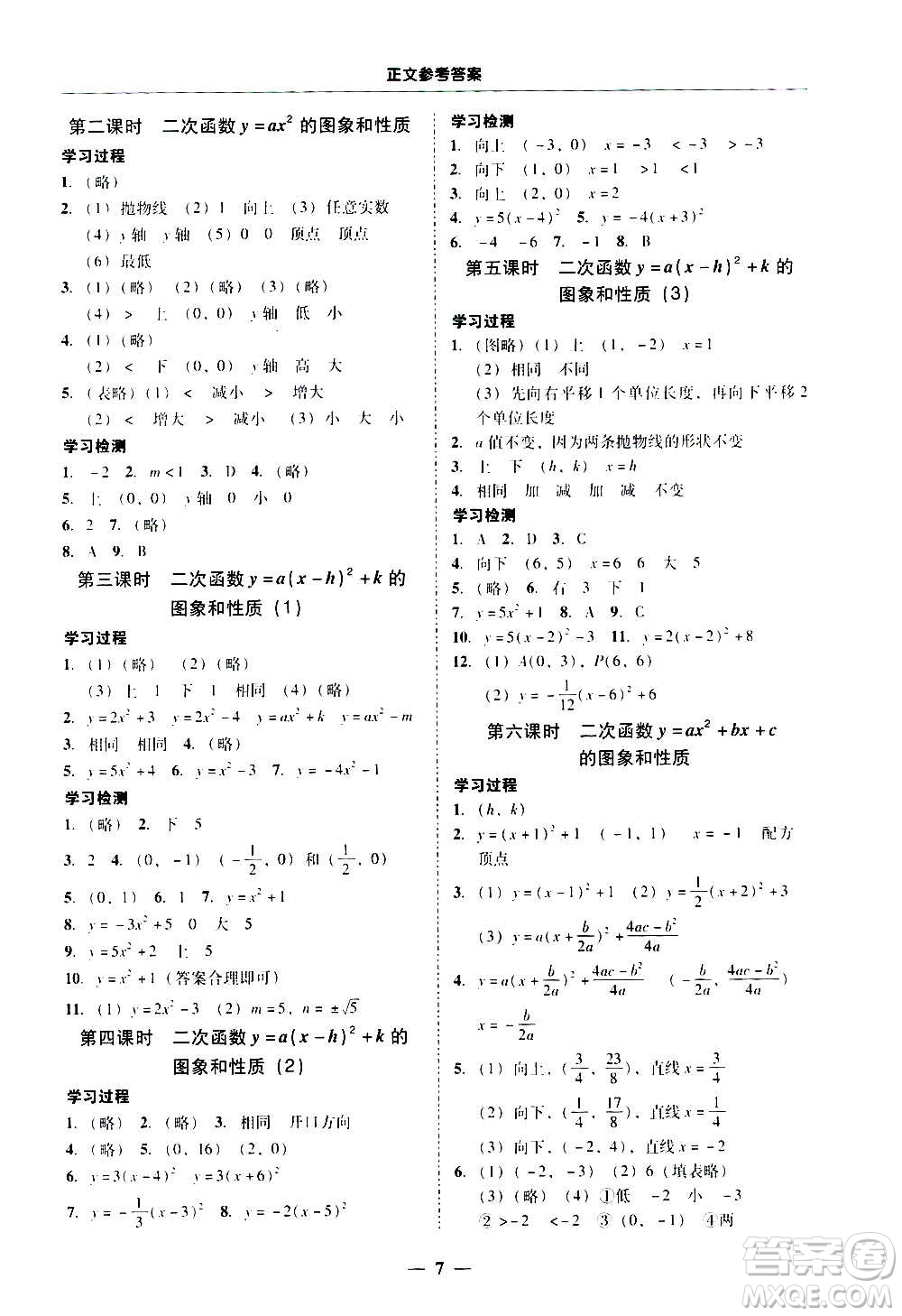 廣東經(jīng)濟(jì)出版社2020年百分導(dǎo)學(xué)數(shù)學(xué)九年級(jí)全一冊(cè)人教版答案