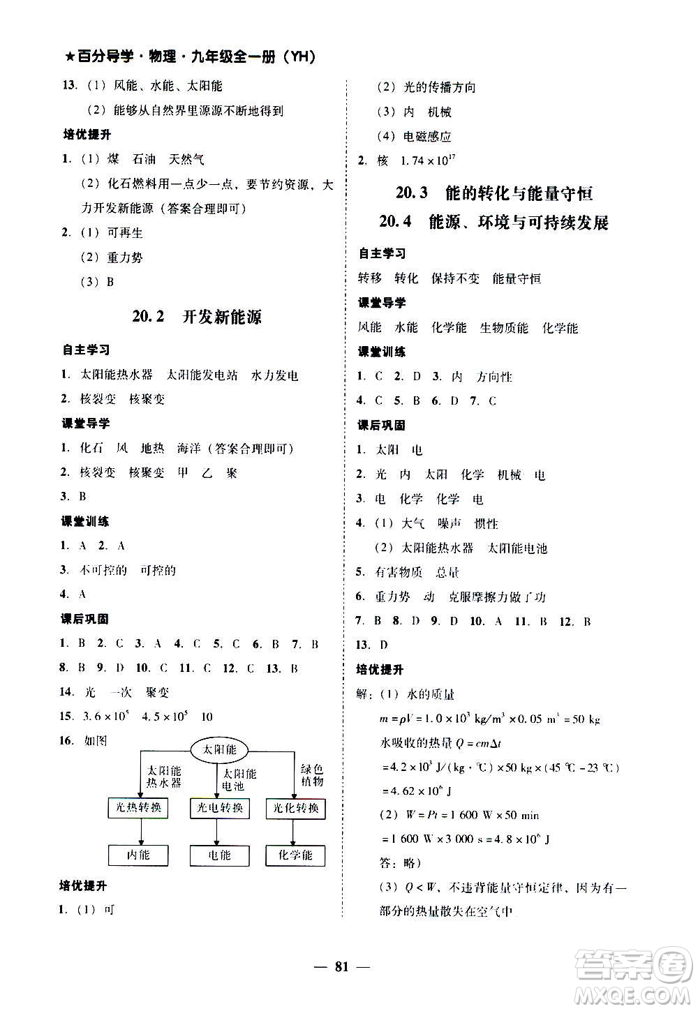 廣東經濟出版社2020年百分導學物理九年級全一冊YH粵滬版答案