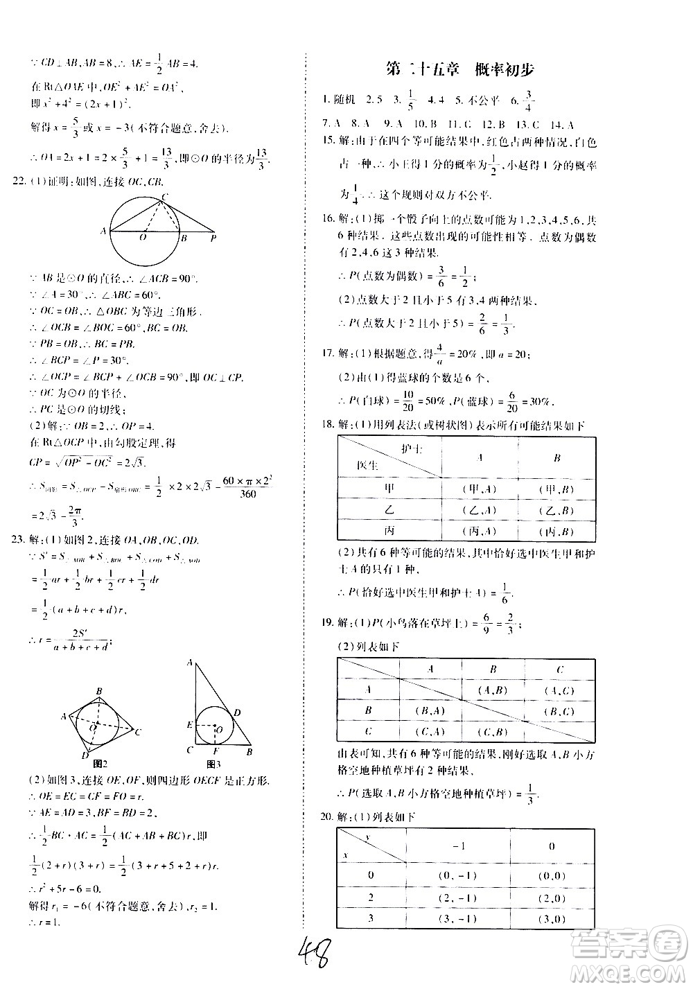 內(nèi)蒙古少年兒童出版社2020本土攻略數(shù)學(xué)九年級全一冊RJ人教版答案