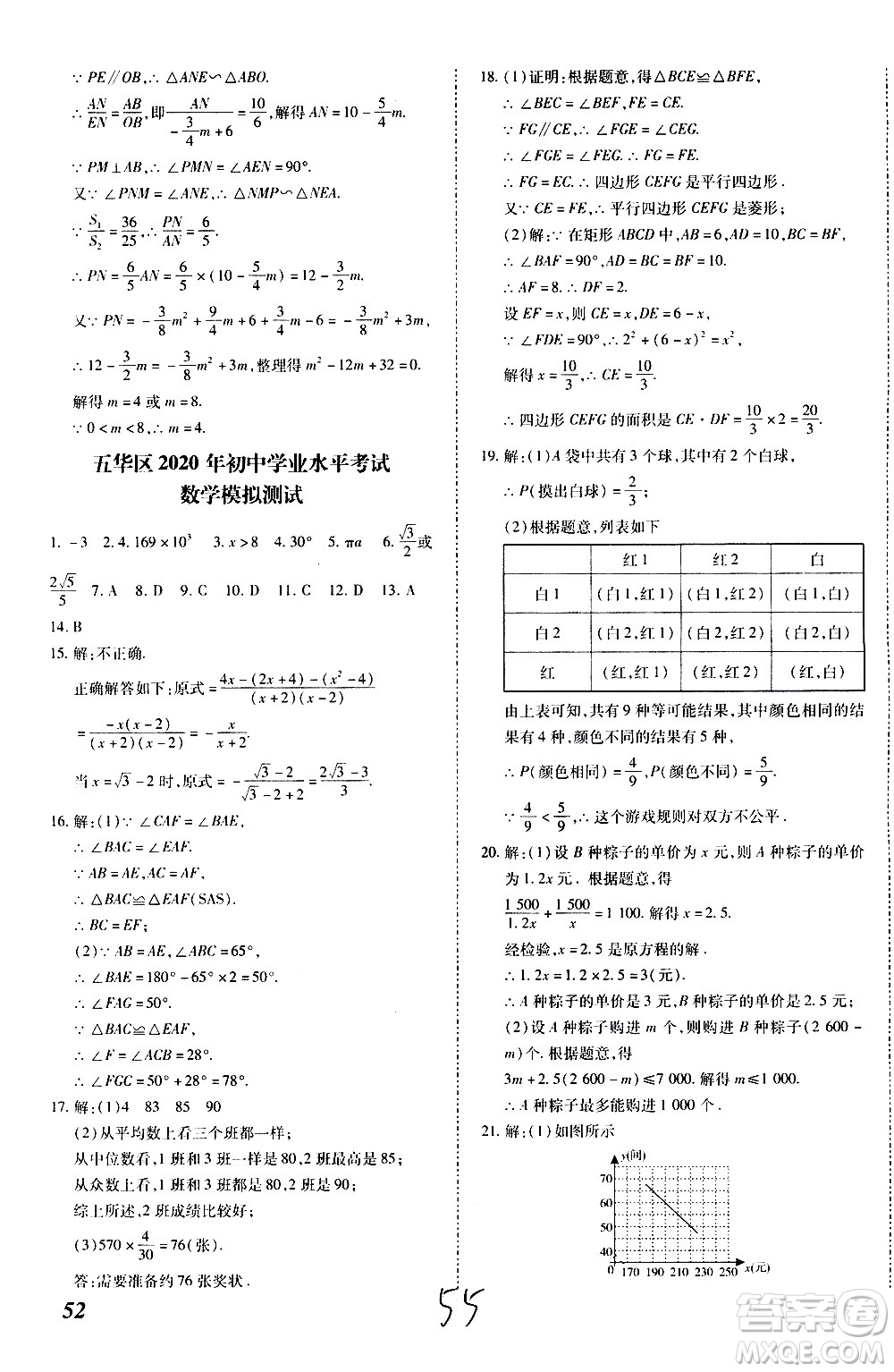 內(nèi)蒙古少年兒童出版社2020本土攻略數(shù)學(xué)九年級全一冊RJ人教版答案