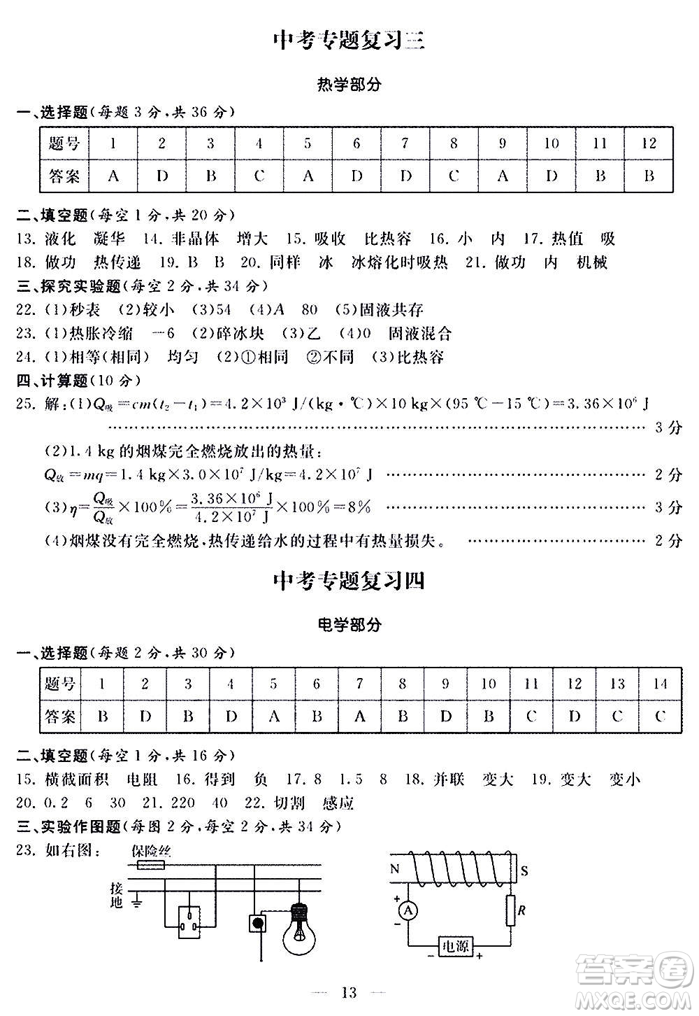 山東科學(xué)技術(shù)出版社2020單元檢測(cè)卷物理九年級(jí)全一冊(cè)人教版答案