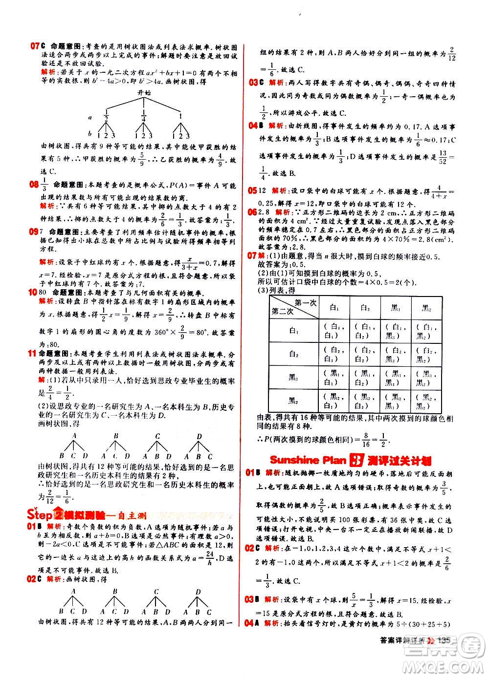 黑龍江教育出版社2021新版陽(yáng)光計(jì)劃初中同步數(shù)學(xué)九年級(jí)上冊(cè)R人教版答案