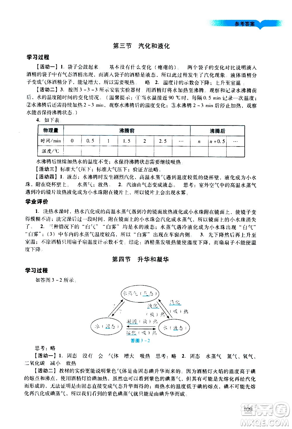 廣州出版社2020陽光學(xué)業(yè)評價物理八年級上冊人教版答案