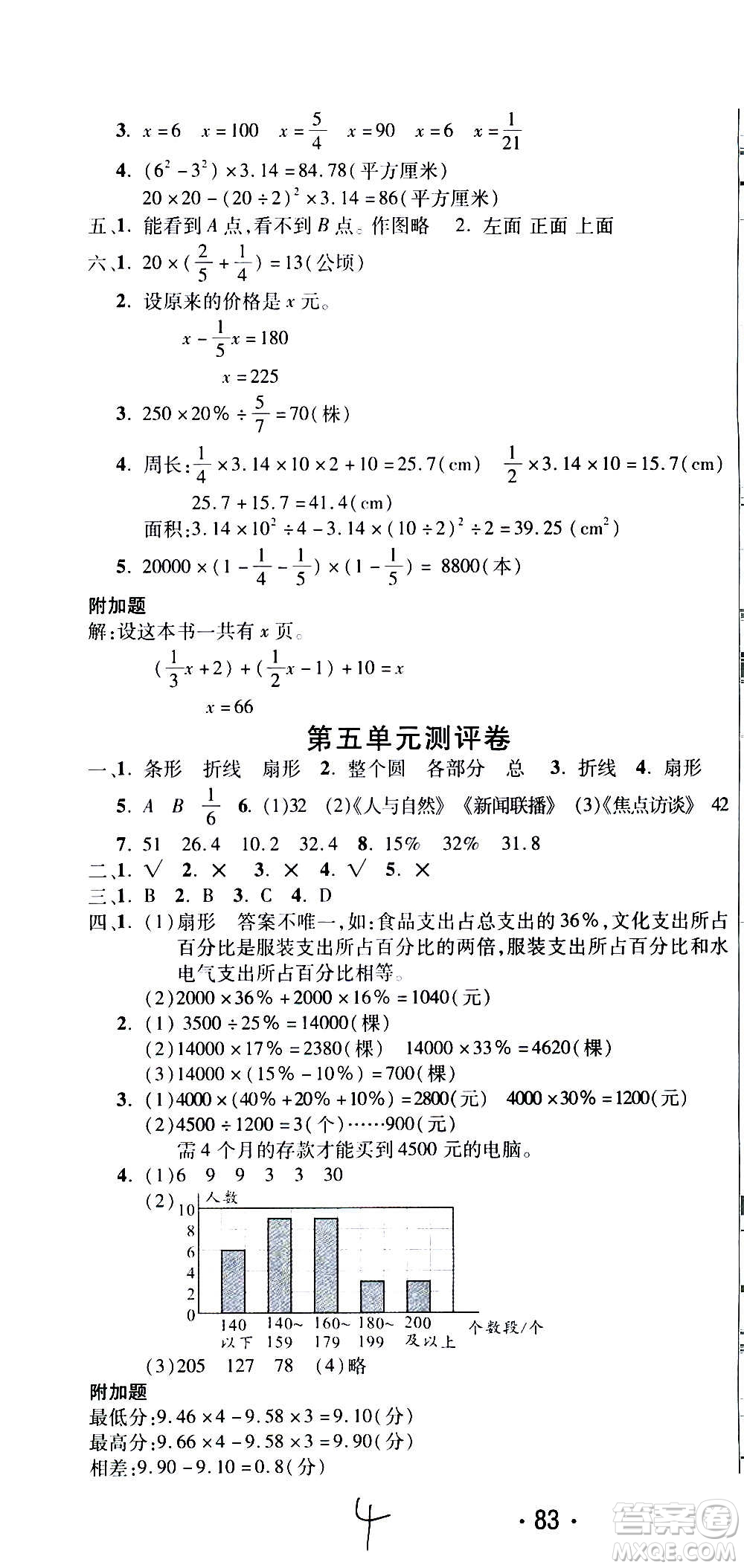 西安出版社2020創(chuàng)新考王數(shù)學(xué)六年級(jí)上冊(cè)新課標(biāo)BS北師版答案