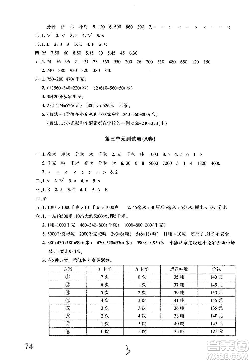 新疆青少年出版社2020優(yōu)學(xué)1+1評(píng)價(jià)與測(cè)試數(shù)學(xué)三年級(jí)上冊(cè)人教版答案