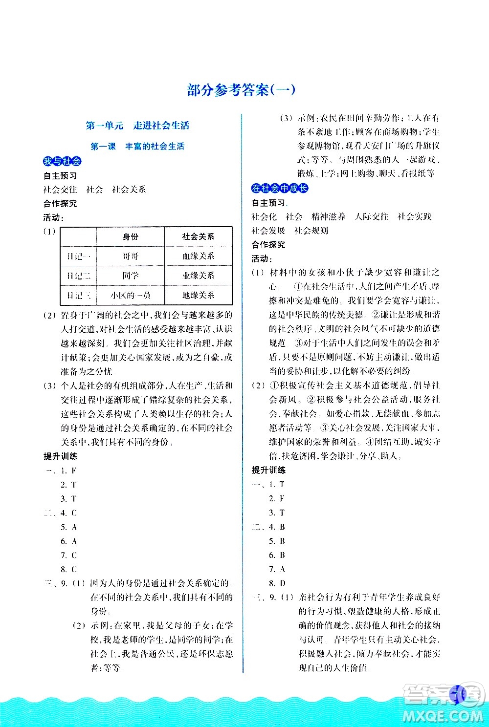 浙江教育出版社2020初中同步測控全優(yōu)設(shè)計(jì)八年級上冊道德與法治人教版答案