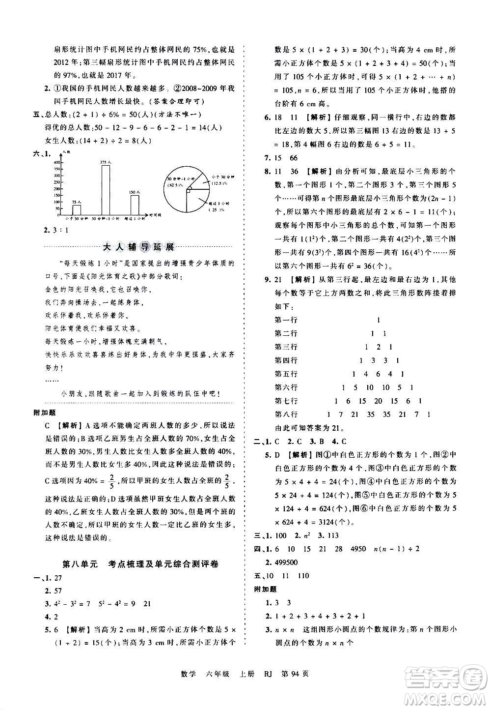 江西人民出版社2020秋王朝霞考點(diǎn)梳理時(shí)習(xí)卷數(shù)學(xué)六年級(jí)上冊(cè)RJ人教版答案