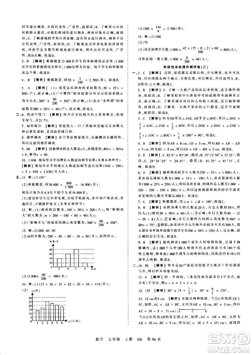 江西人民出版社2020秋王朝霞考點梳理時習卷數(shù)學七年級上冊HK滬科版答案