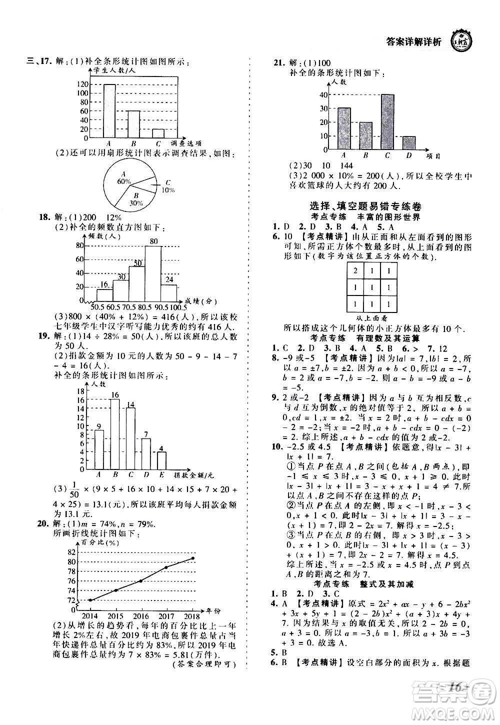 江西人民出版社2020秋王朝霞考點(diǎn)梳理時(shí)習(xí)卷數(shù)學(xué)七年級(jí)上冊(cè)BS北師版答案