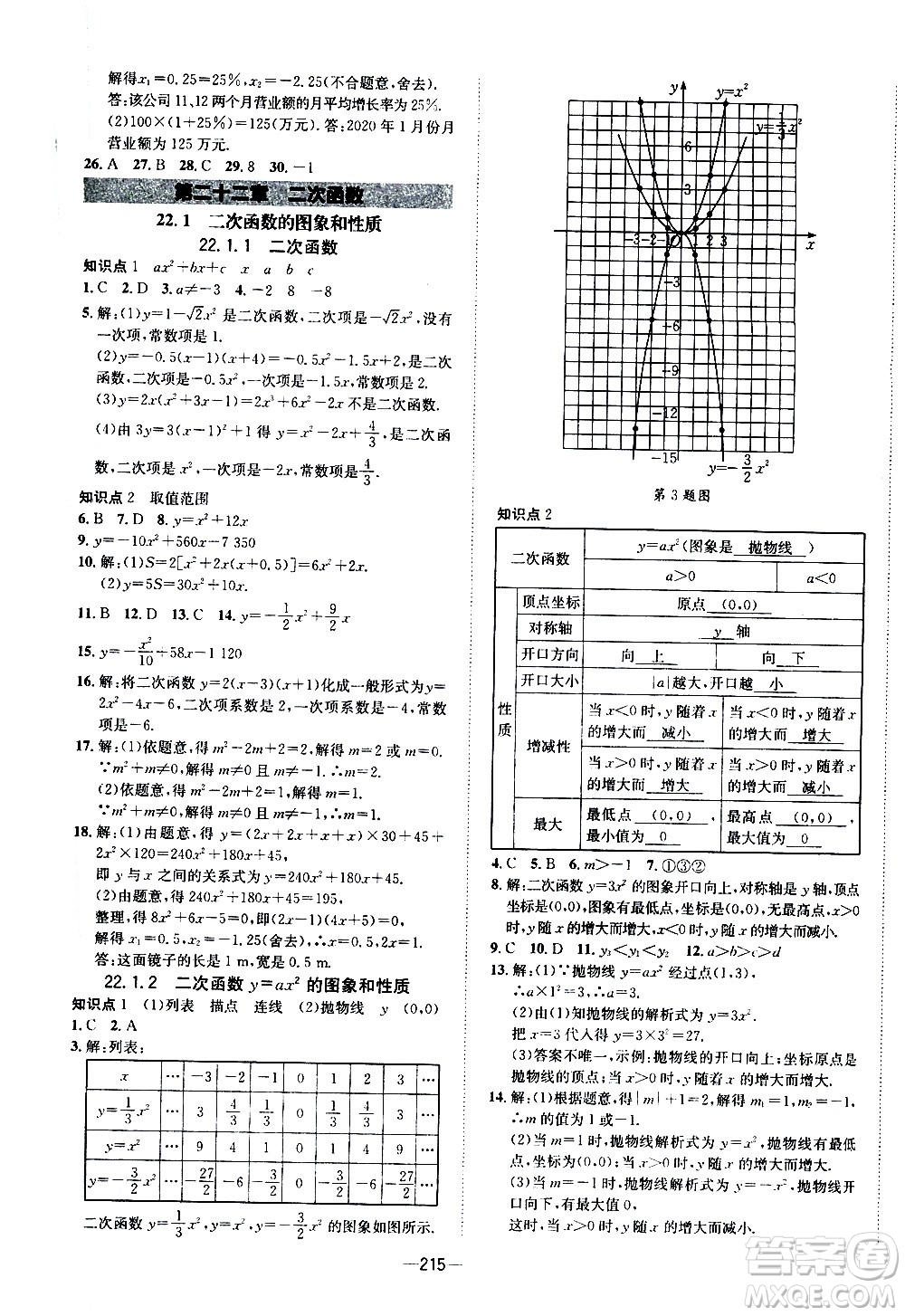 南方出版社2020初中1課3練課堂學(xué)練考數(shù)學(xué)九年級全一冊RJ人教版答案