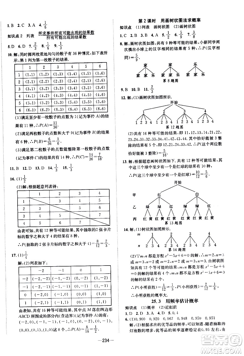 南方出版社2020初中1課3練課堂學(xué)練考數(shù)學(xué)九年級全一冊RJ人教版答案