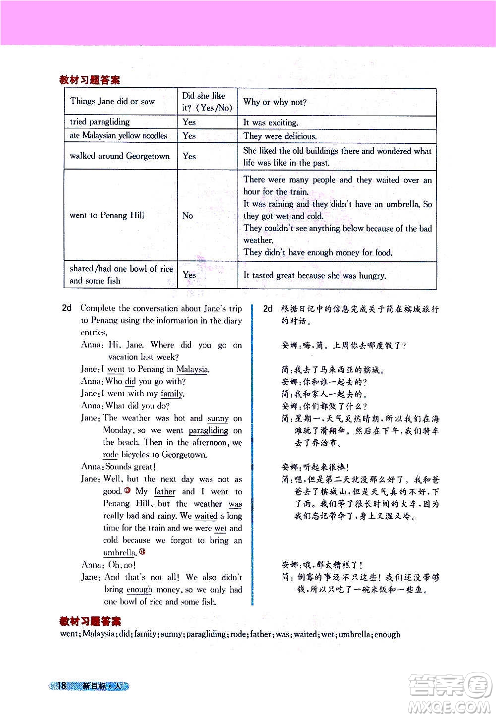 吉林人民出版社2020新教材完全解讀英語(yǔ)八年級(jí)上冊(cè)人教版答案