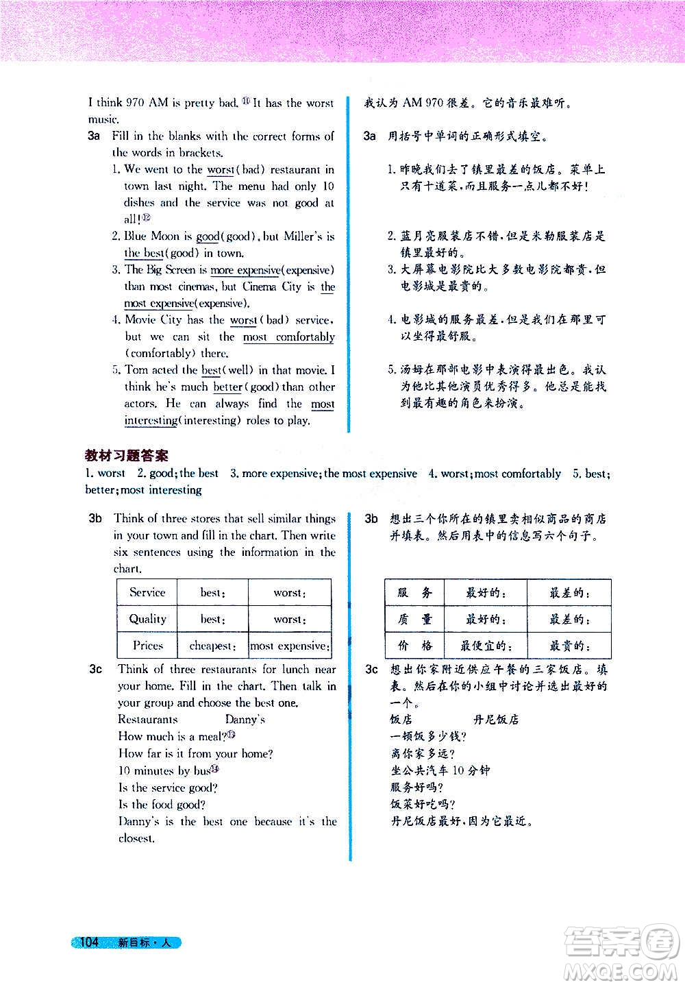 吉林人民出版社2020新教材完全解讀英語(yǔ)八年級(jí)上冊(cè)人教版答案