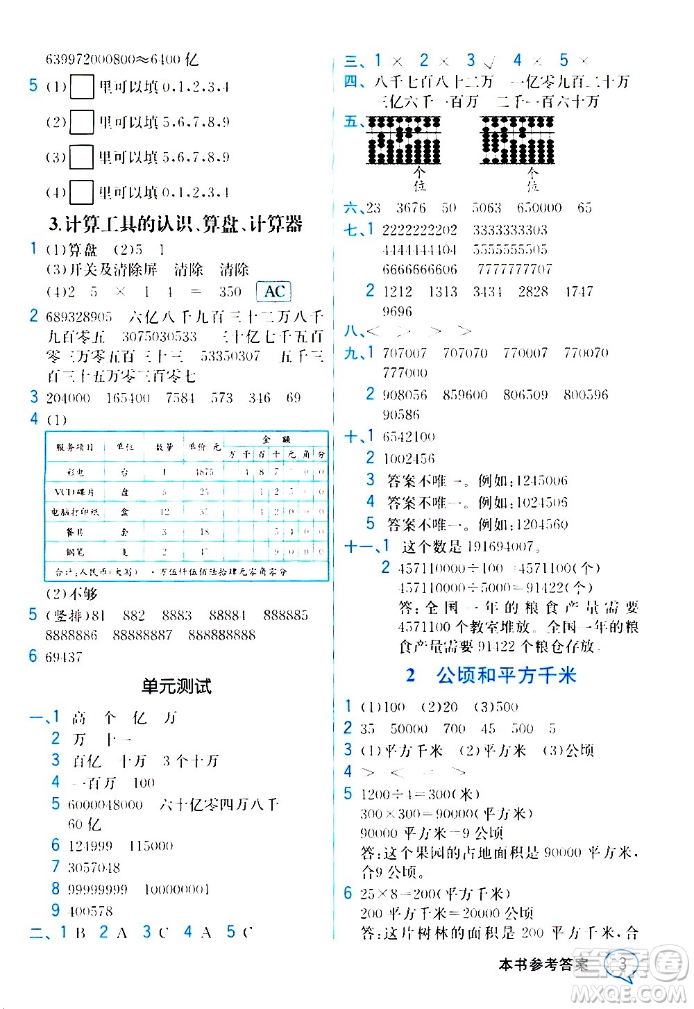 人民教育出版社2020教材解讀數(shù)學(xué)四年級上冊人教版答案