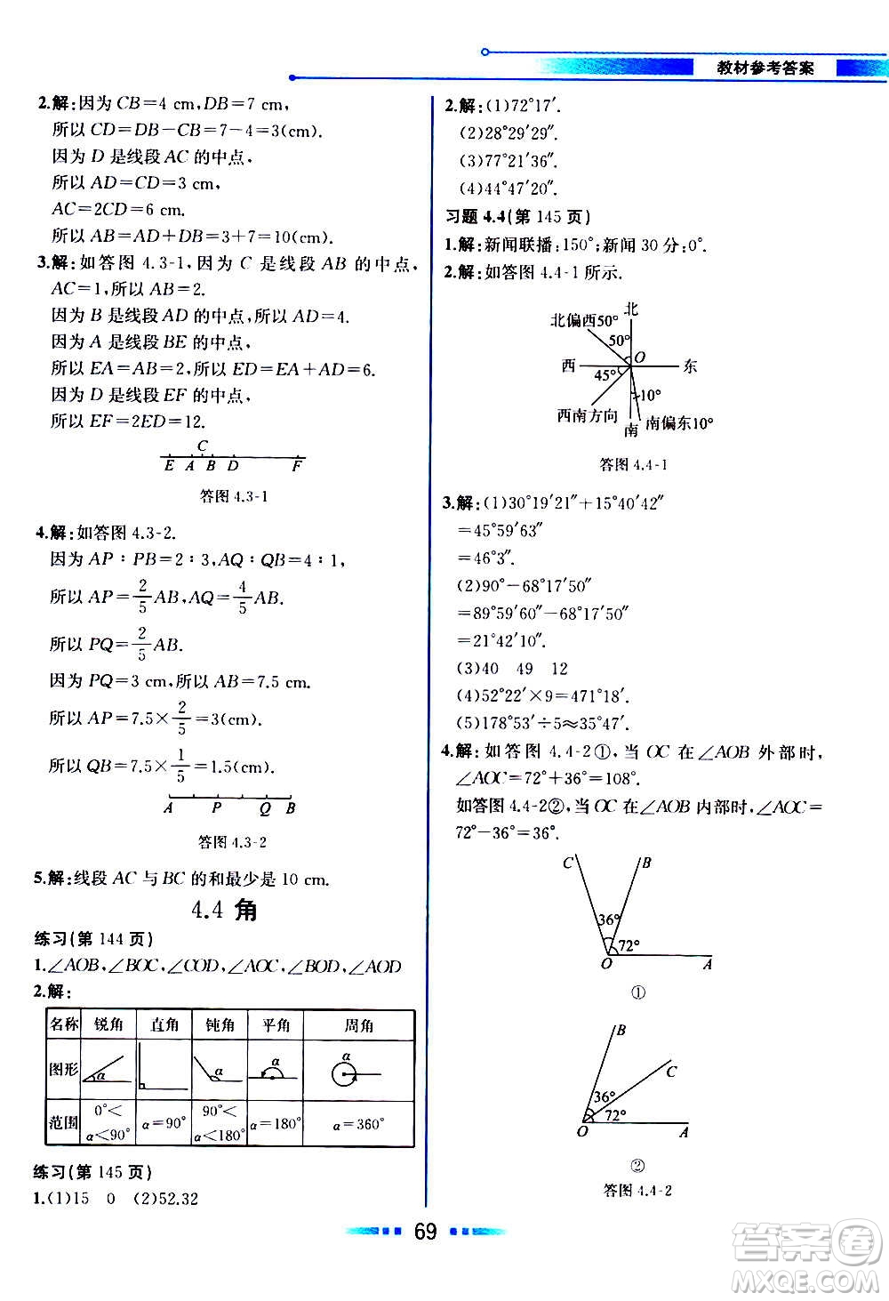 2020年教材解讀數學七年級上冊HK滬科版參考答案