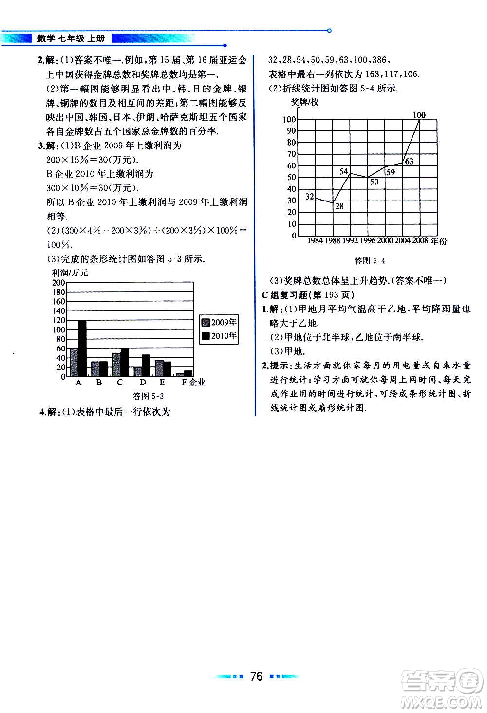 2020年教材解讀數學七年級上冊HK滬科版參考答案