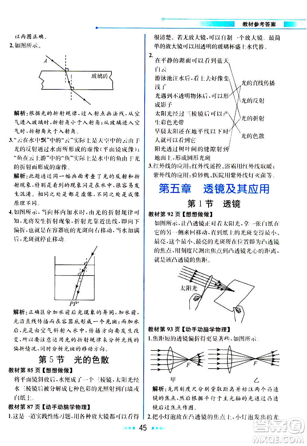 人民教育出版社2020教材解讀物理八年級(jí)上冊(cè)人教版答案