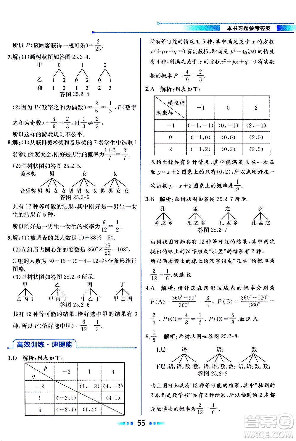 人民教育出版社2020教材解讀數學九年級上冊人教版答案