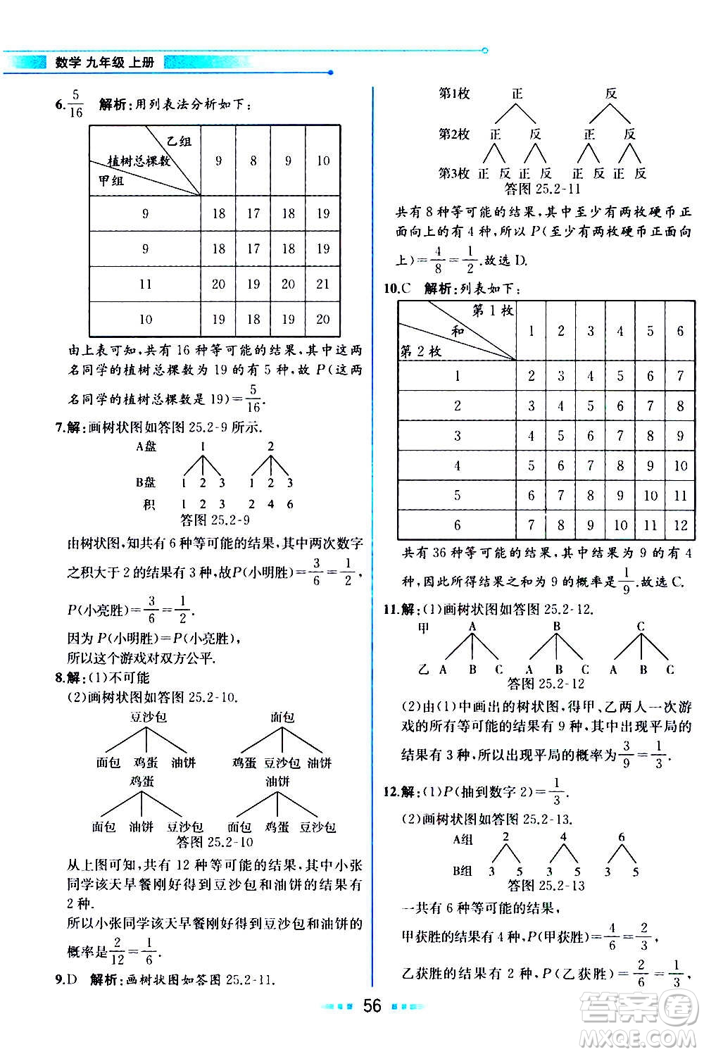 人民教育出版社2020教材解讀數學九年級上冊人教版答案