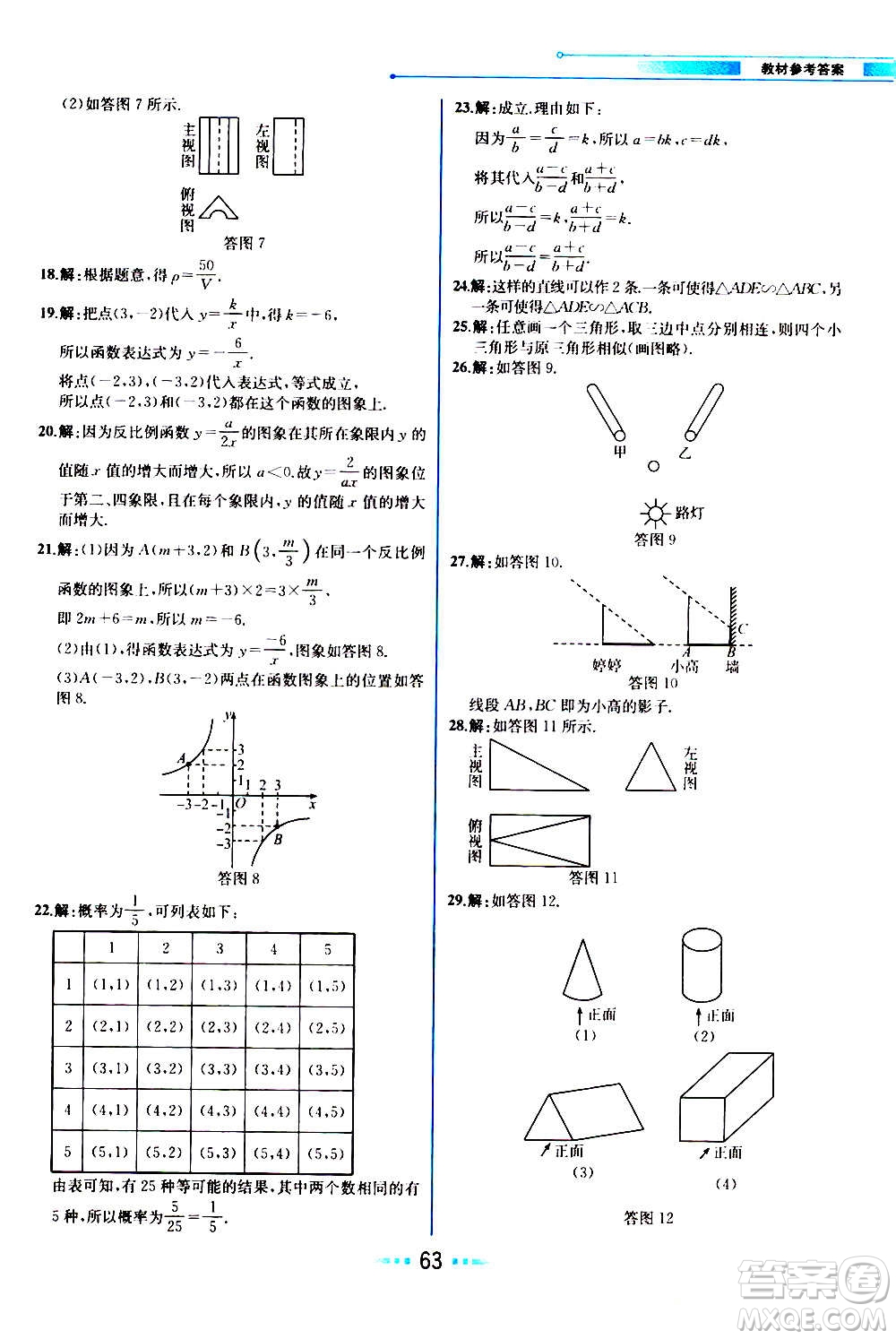 人民教育出版社2020教材解讀數(shù)學(xué)九年級(jí)上冊(cè)BS北師版答案