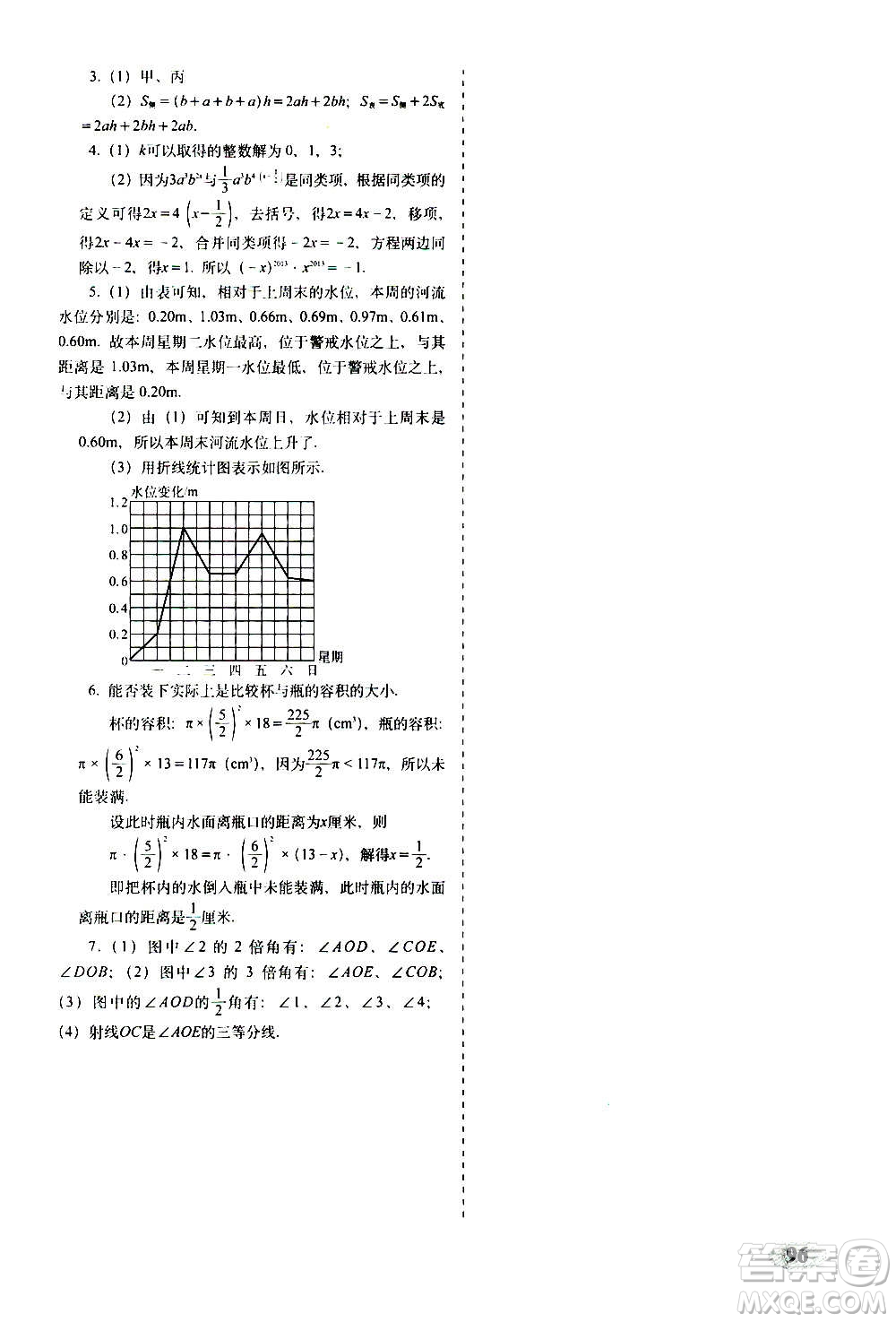 2020秋聚能闖關100分期末復習沖刺卷七年級上冊數(shù)學北師大版答案