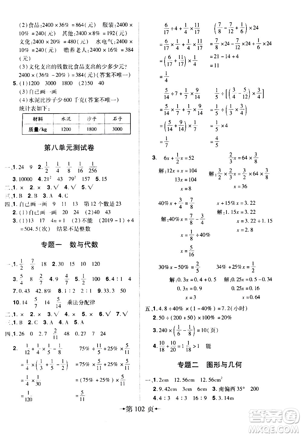 2020年無敵卷王六年級上冊數(shù)學RJ人教版答案