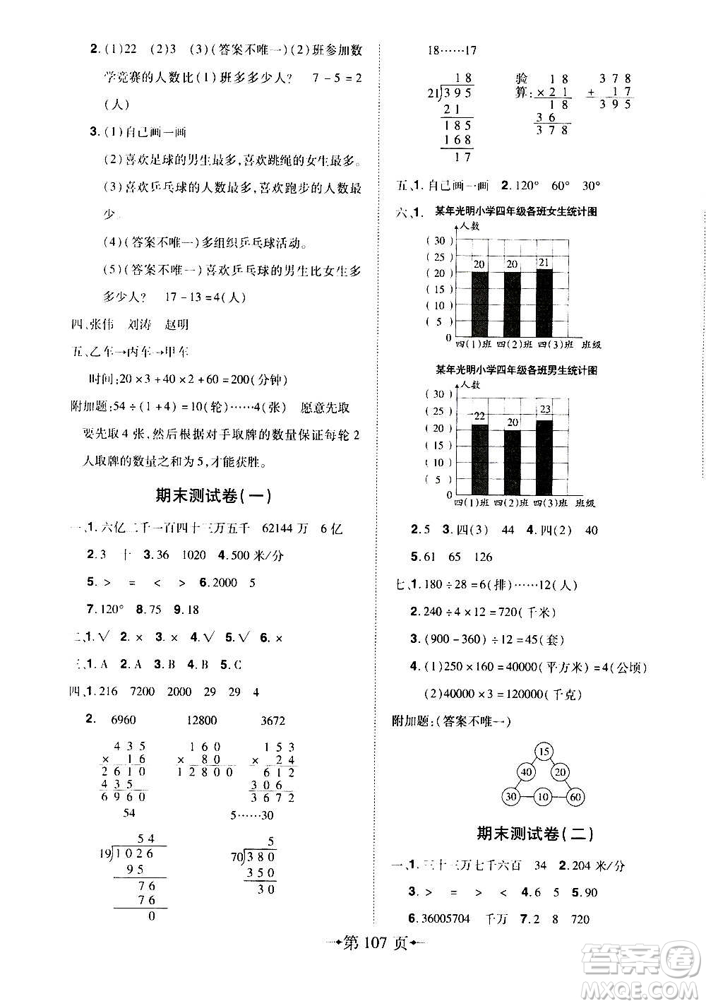 2020年無敵卷王四年級上冊數(shù)學RJ人教版答案