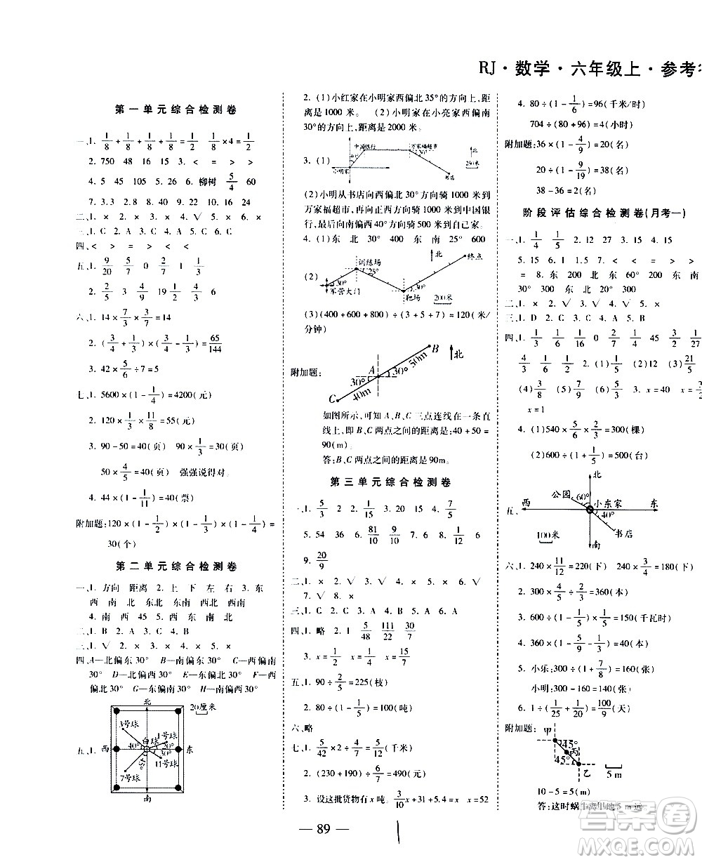 ?2020名師優(yōu)題小學系列卷數(shù)學六年級上冊RJ人教版答案
