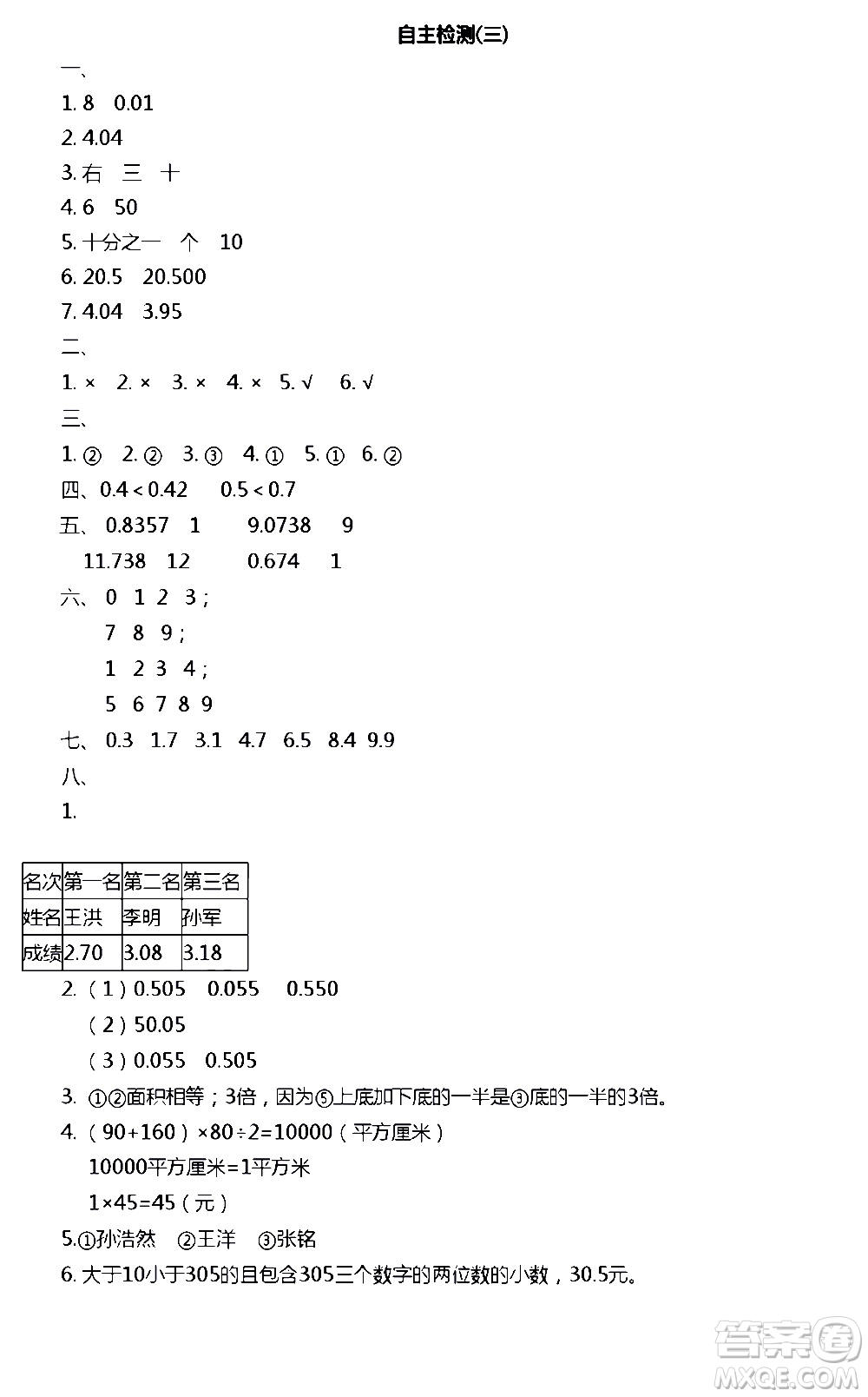 江蘇人民出版社2020伴你學(xué)數(shù)學(xué)五年級上冊蘇教版答案