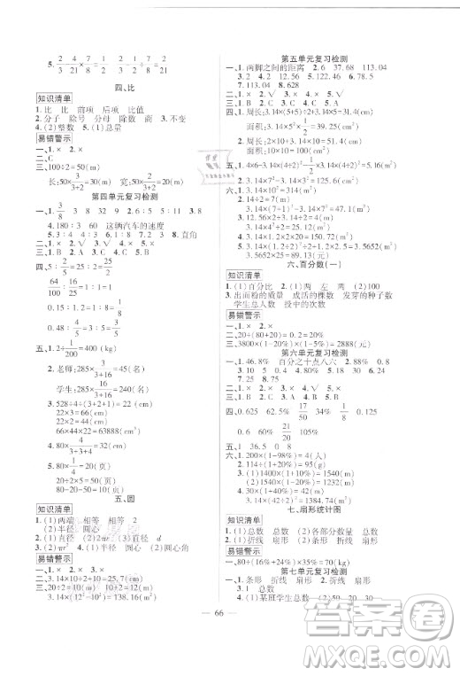 新疆青少年出版社2021寒假作業(yè)數(shù)學(xué)六年級人教版答案