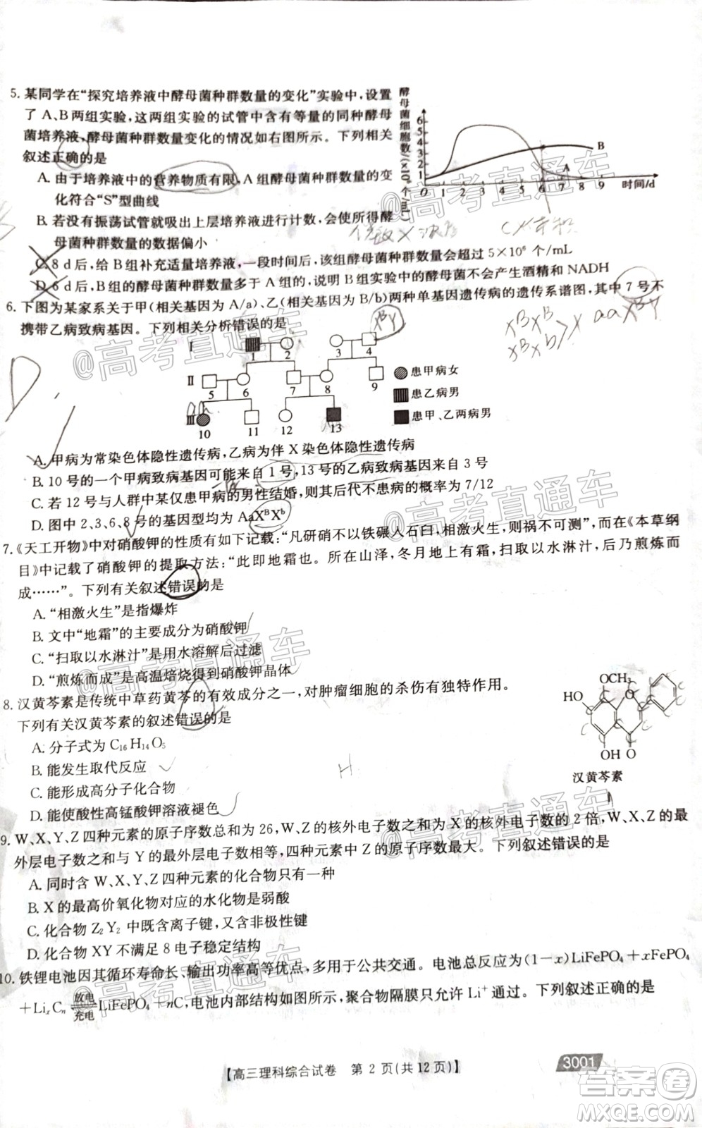 2021金太陽百萬聯(lián)考全國一卷1月聯(lián)考理科綜合試題及答案