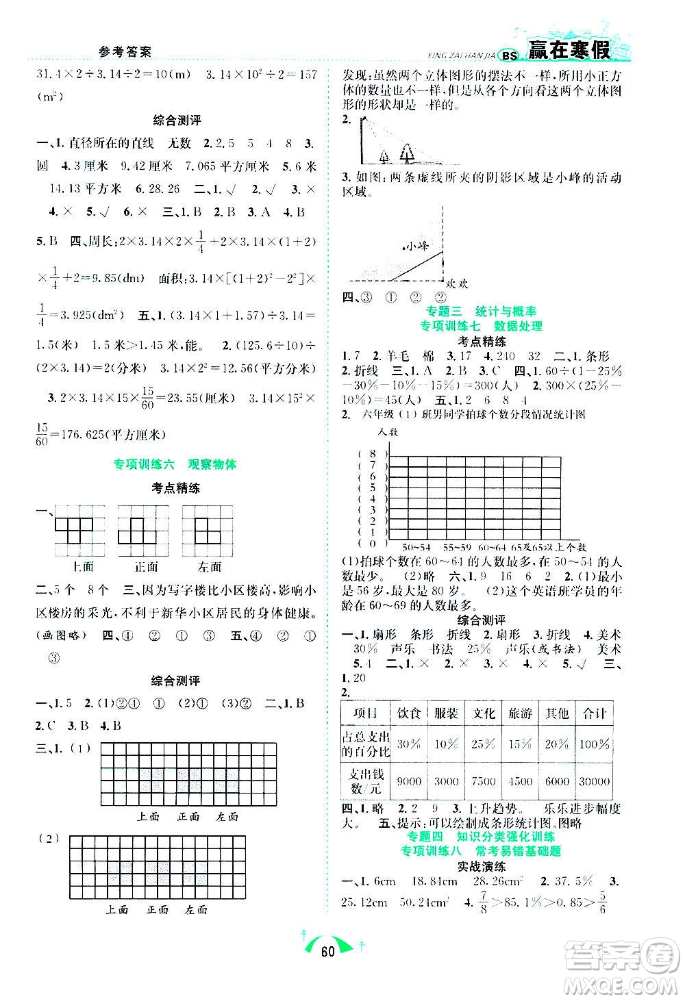 合肥工業(yè)大學出版社2021贏在寒假期末闖關(guān)六年級數(shù)學BS北師版答案