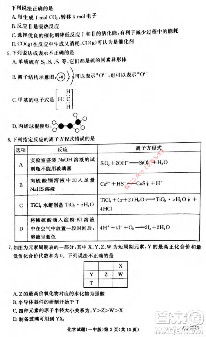 炎德英才大聯(lián)考長沙市一中2021屆高三月考試卷六化學(xué)試題及答案