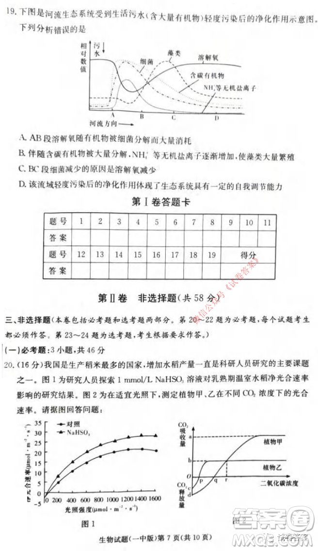 炎德英才大聯(lián)考長沙市一中2021屆高三月考試卷六生物試題及答案