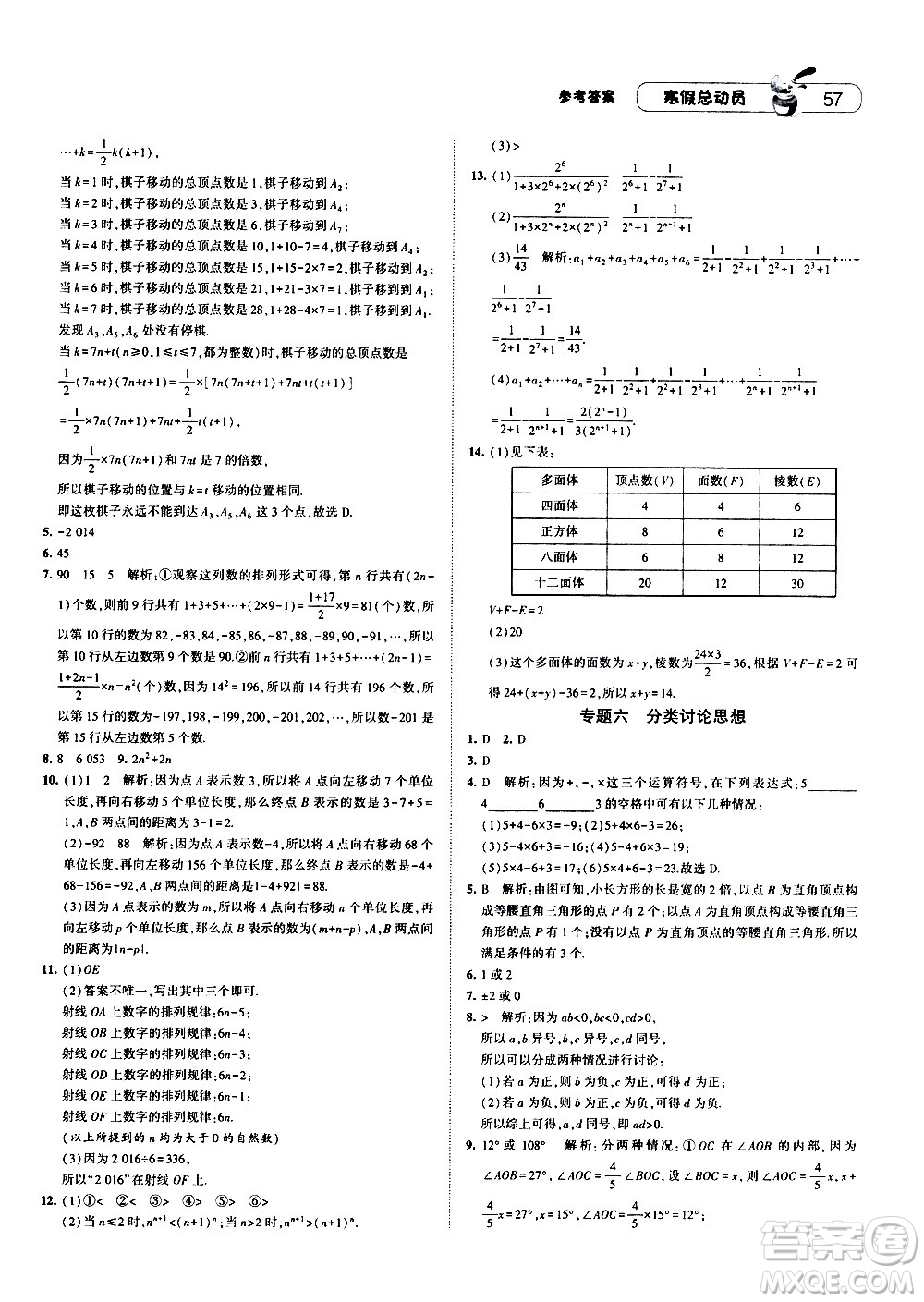 2021年經(jīng)綸學(xué)典寒假總動員七年級數(shù)學(xué)RJ人教版答案