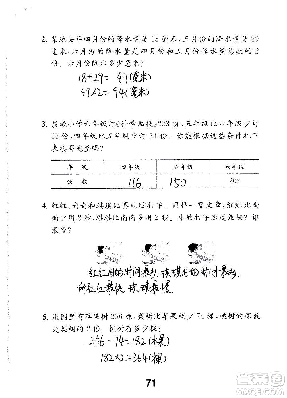 江蘇鳳凰教育出版社2020數(shù)學(xué)補充習(xí)題三年級上冊蘇教版答案