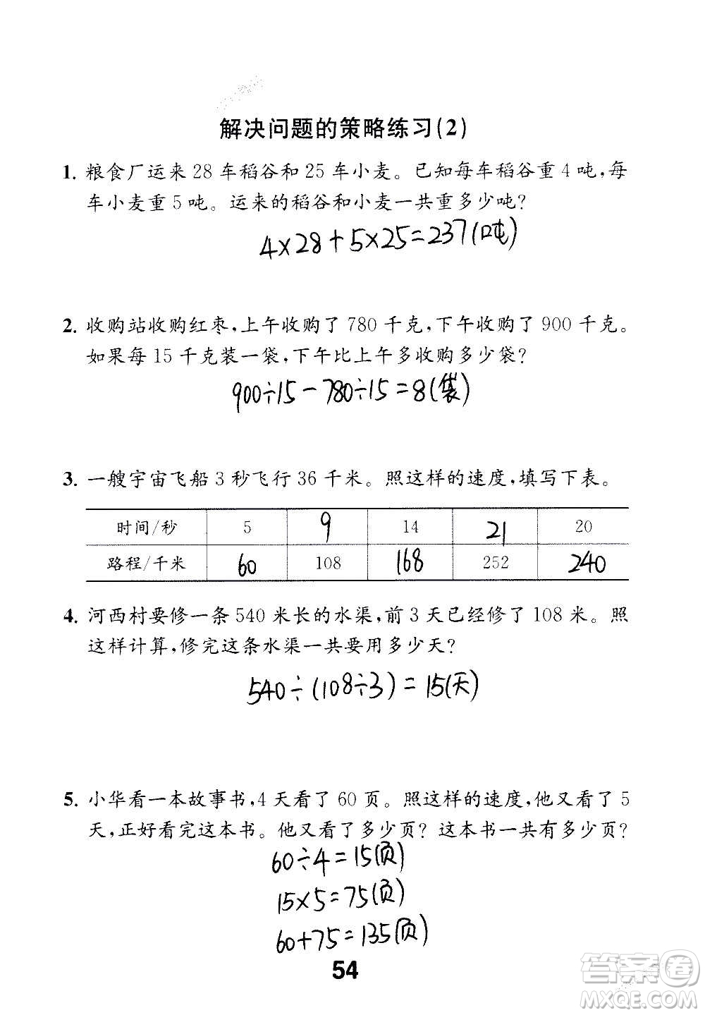 江蘇鳳凰教育出版社2020數(shù)學(xué)補(bǔ)充習(xí)題四年級(jí)上冊(cè)蘇教版答案