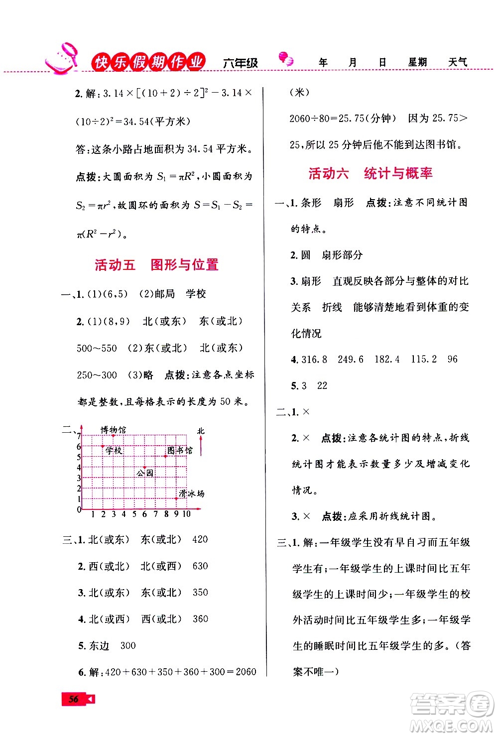 云南科技出版社2021創(chuàng)新成功學習快樂寒假六年級數學RJ人教版答案