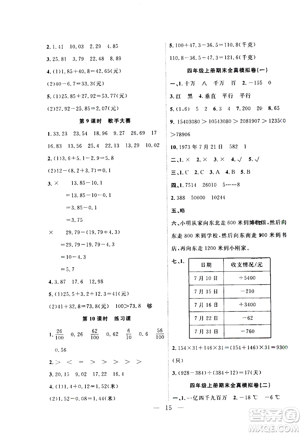 吉林教育出版社2021優(yōu)等生快樂寒假最佳復(fù)習(xí)計劃四年級數(shù)學(xué)BS北師版答案