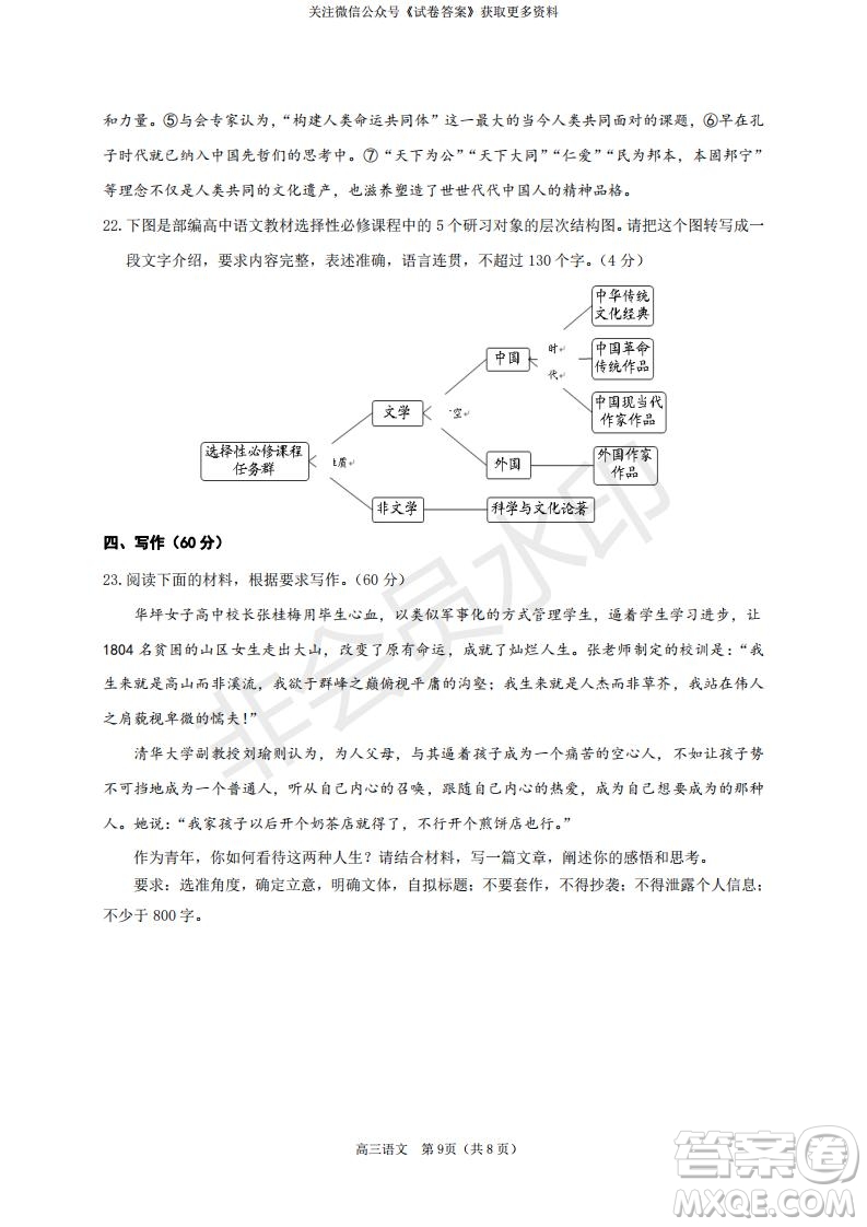 煙臺(tái)2020-2021學(xué)年度第一學(xué)期期末學(xué)業(yè)水平診斷高三語(yǔ)文試題及答案