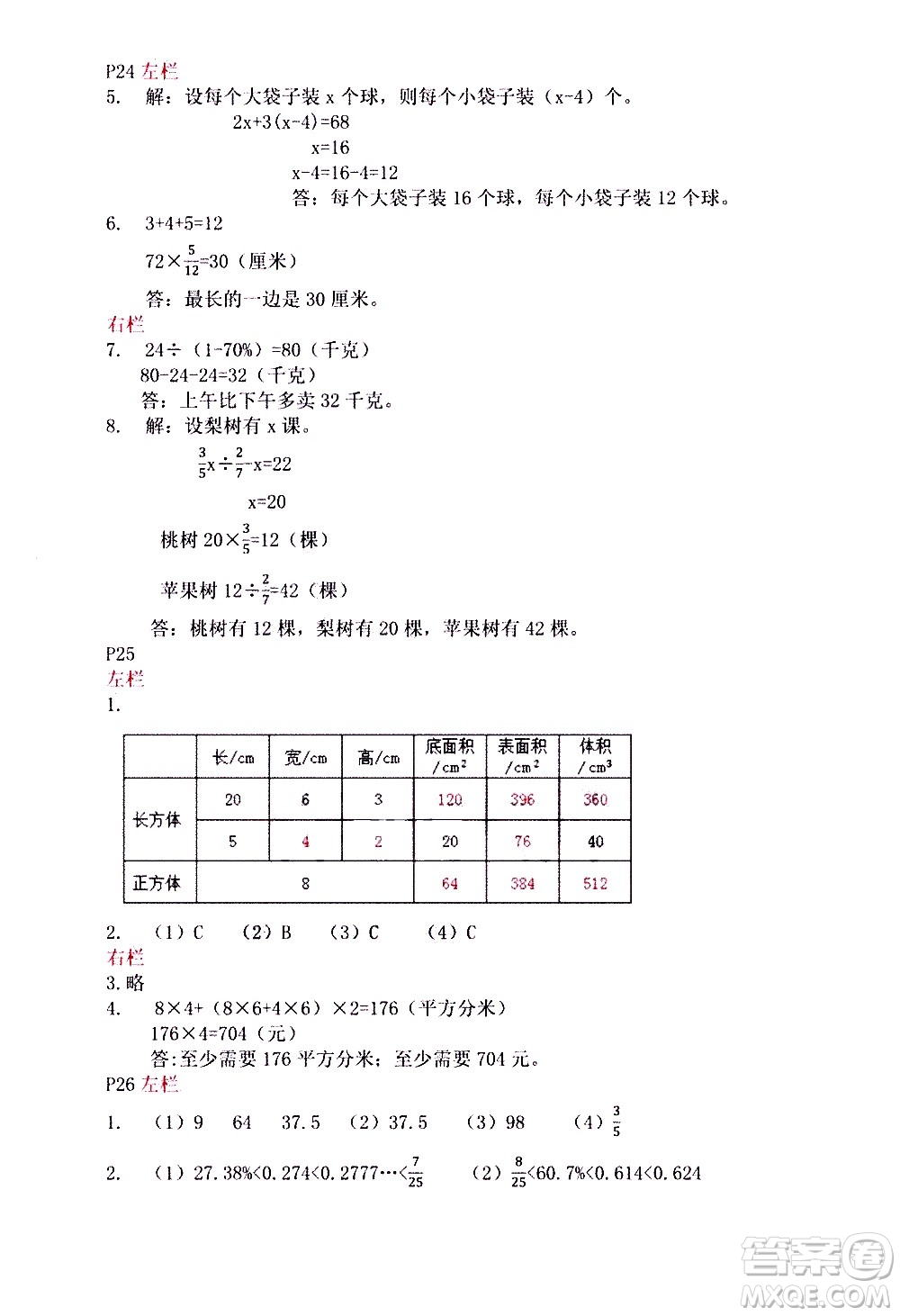 安徽少年兒童出版社2021版寒假作業(yè)六年級數(shù)學(xué)蘇教版答案