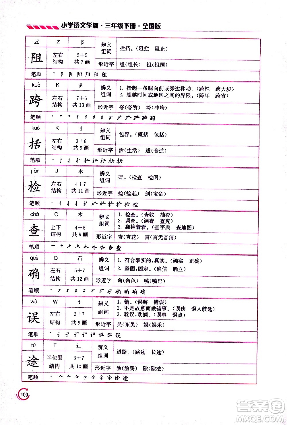 江蘇鳳凰美術(shù)出版社2021小學(xué)語文學(xué)霸三年級下冊全國版答案